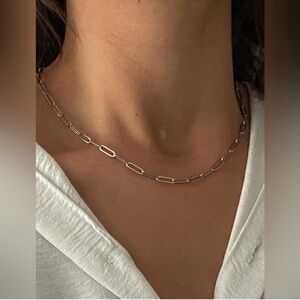 Silver Plated Minimalist Paperclip Chain Necklace